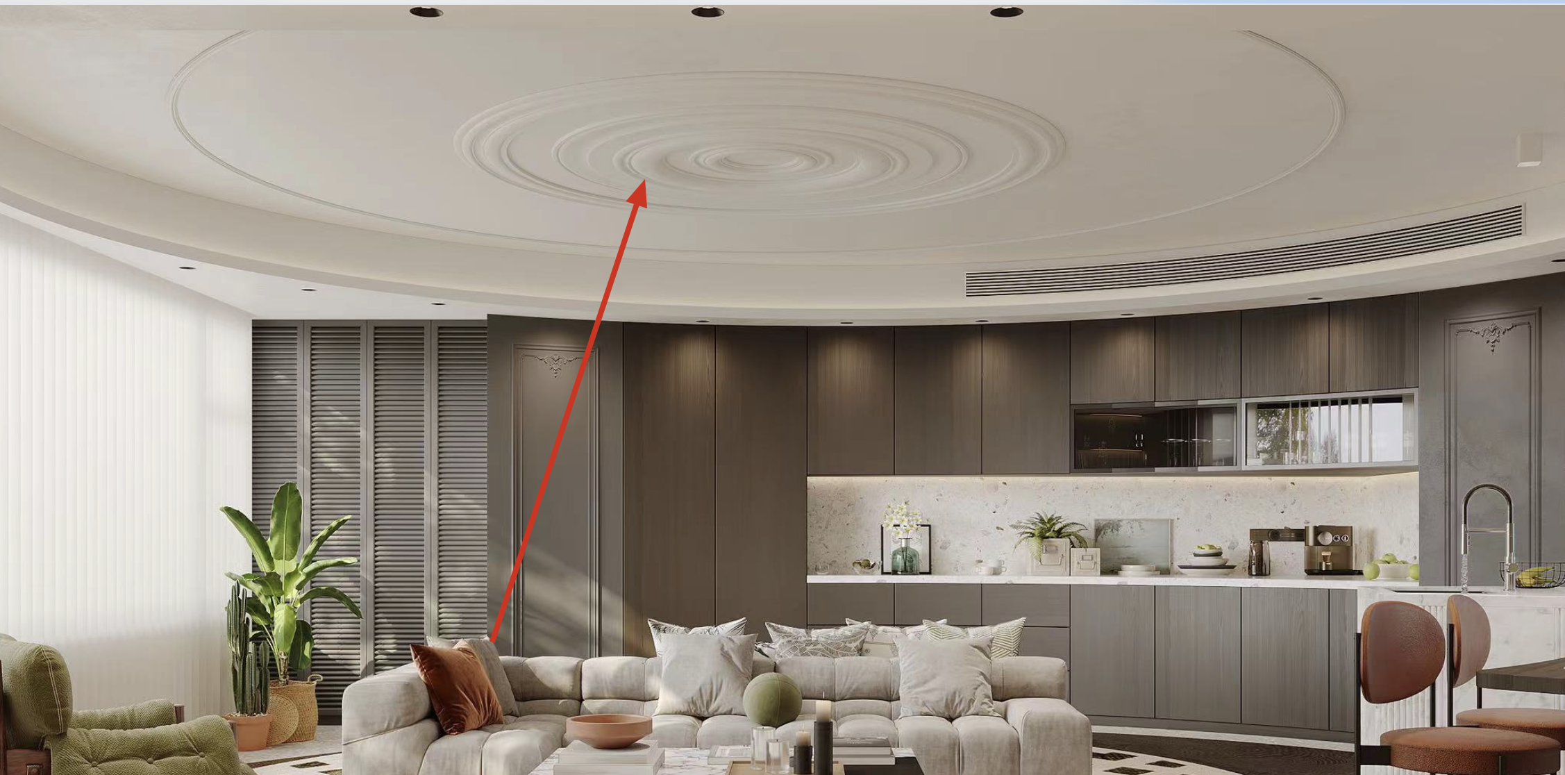 Custom Crown Molding - Gypsum Round Feature Wall