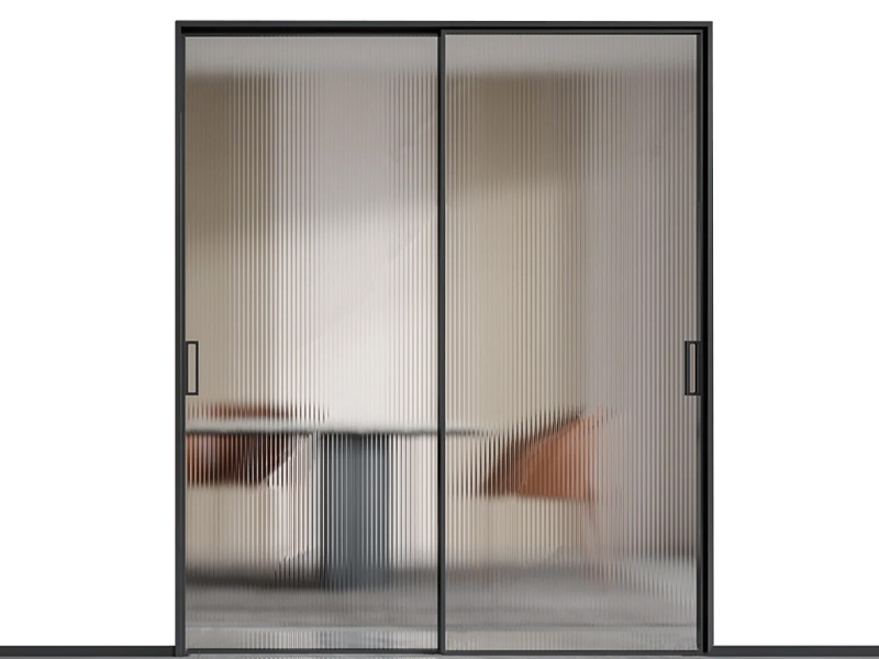 Sujia Custom - Custom Vintage Ultra-Slim Titanium / Aluminum Reeded-Glass Sliding Door