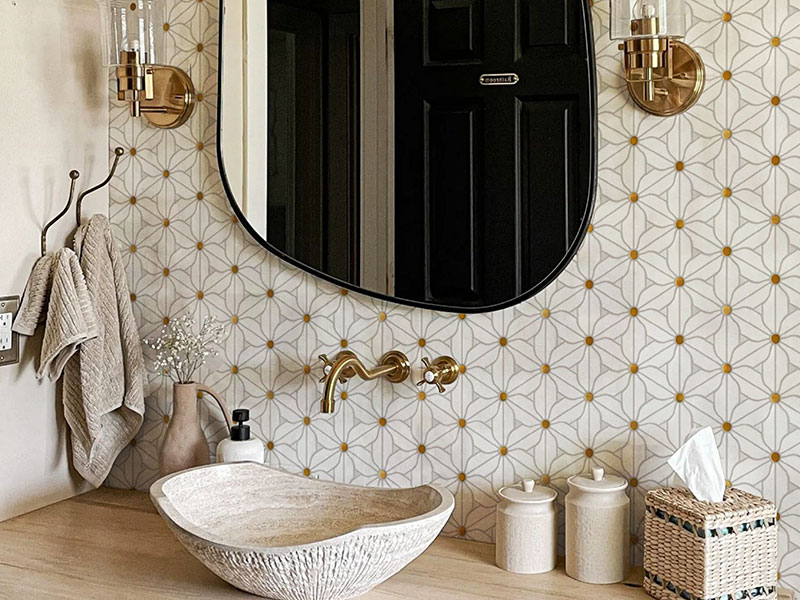 KITO Tile - Lainte Series Mosaic - Natural Marble / Brushed-Metal Mosaic