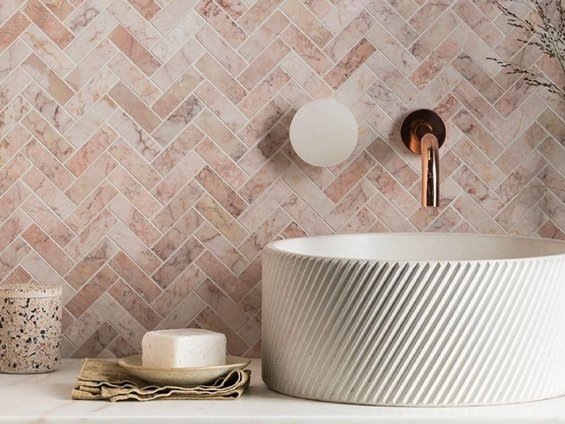 KITO Tile - Lainte Series Natural Marble Herringbone / Stainless Mosaic 3