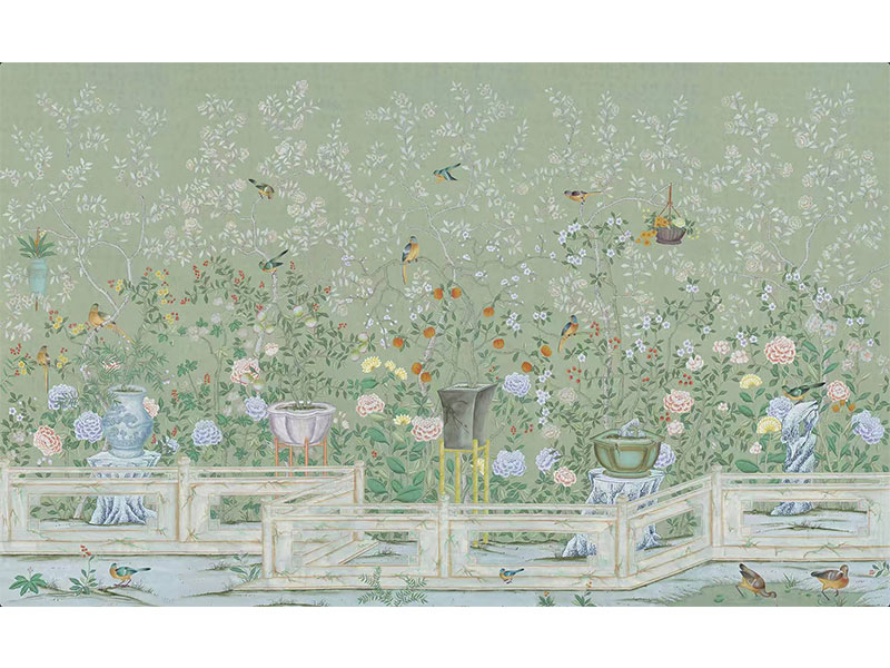 Green Orange Soft Furnishings - Mesu Wall Fabric Mural Series Custom Faux-Silk Mural