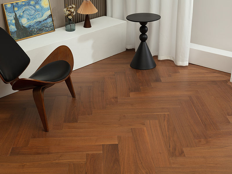 MEZOO Flooring - 25 Series Russian All-Birch - Black Walnut Herringbone (Dark) MZ2538