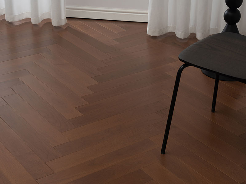 MEZOO Flooring - 26 Series Russian All-Birch - Black Walnut (Coffee) Herringbone / Chevron MZ2655/2656 2