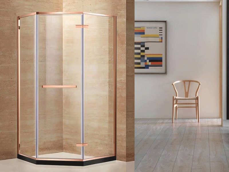 Custom Shower Enclosure - Sujia 8mm Tempered Glass 6cm Rose-Gold 304 Stainless Steel Frame