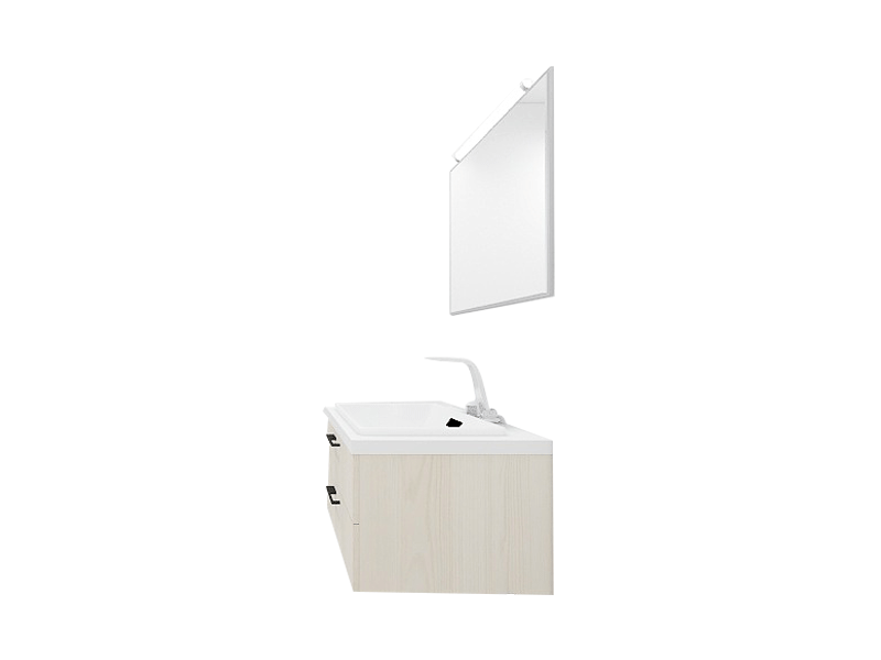 Nordic Minimalist Premium Custom Vanity [Molan Cabinet Expert] E0 Eco-Board Carcass + German Thermofoil Door + HD Mirror + High-Fired Ceramic Countertop Basin + Wall-Out Hot & Cold Faucet + Solid-Color Quartz Top, Two-Drawer Wall-Mount A002 3