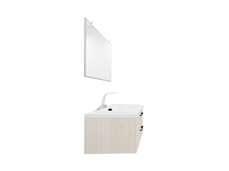 Nordic Minimalist Premium Custom Vanity [Molan Cabinet Expert] E0 Eco-Board Carcass + German Thermofoil Door + HD Mirror + High-Fired Ceramic Countertop Basin + Wall-Out Hot & Cold Faucet + Solid-Color Quartz Top, Two-Drawer Wall-Mount A002 2