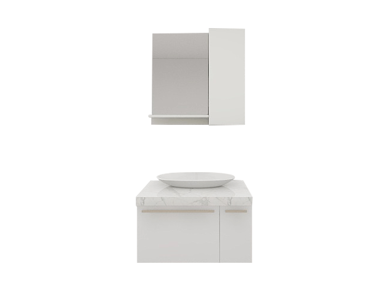 Nordic Minimalist Premium Custom Vanity [Molan Cabinet Expert] E0 Eco-Board Carcass + German Thermofoil Door + HD Mirror Cabinet + High-Fired Ceramic Countertop Basin + Wall-Out Hot & Cold Faucet + Solid-Color Quartz Top, Double-Door Wall-Mount A003