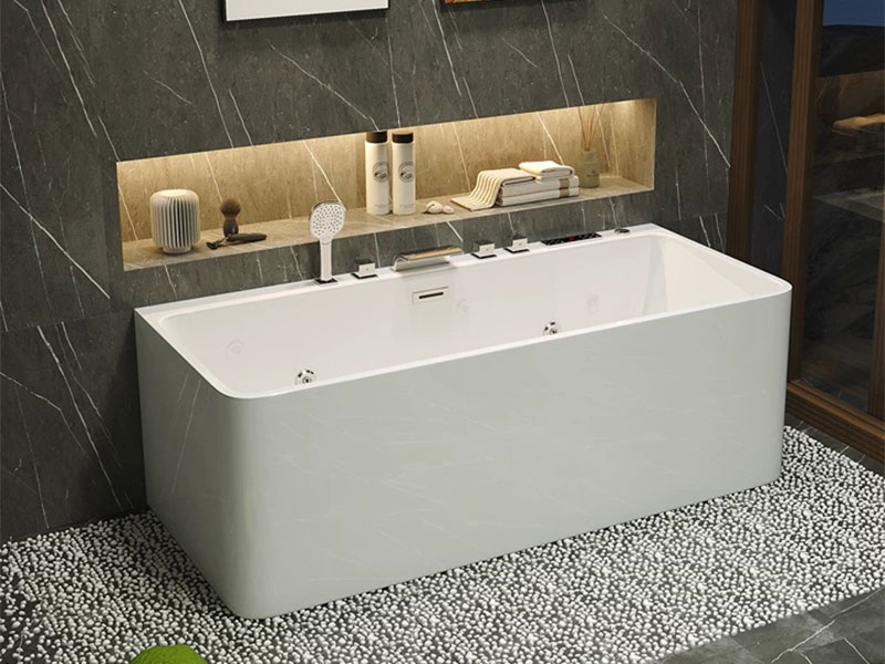 Kohler Acrylic Thermostatic Whirlpool Massage Bathtub K1709T - Small-Space Freestanding Rectangular Tub