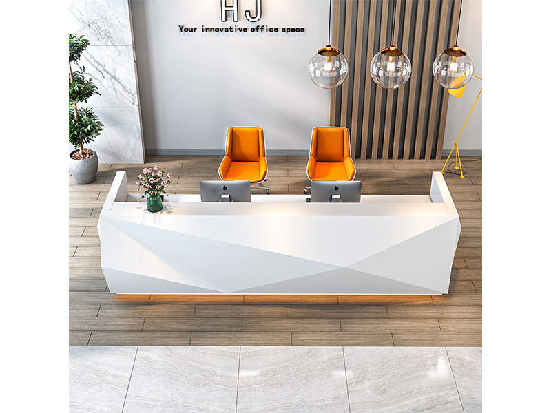 White Lacquered Reception Desk - Minimalist Modern Office Reception